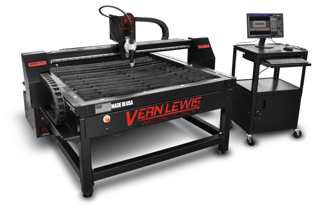 Vern Lewis CNC Plasma Table with control panel on a mobile cart.