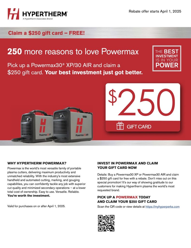 Powermax30 XP and Powermax30 AIR units with a $250 gift card promo and promotional text.