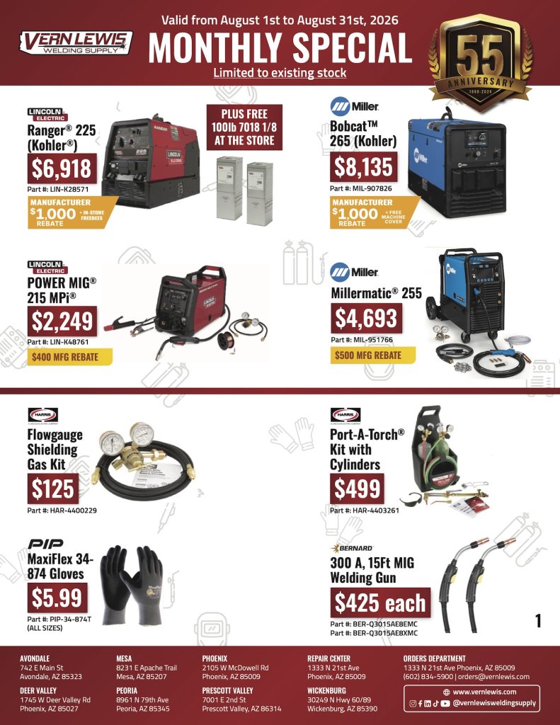Save up to $1,500 on welders, gloves, gas kits & more! Offers valid Aug 1-31, 2026.